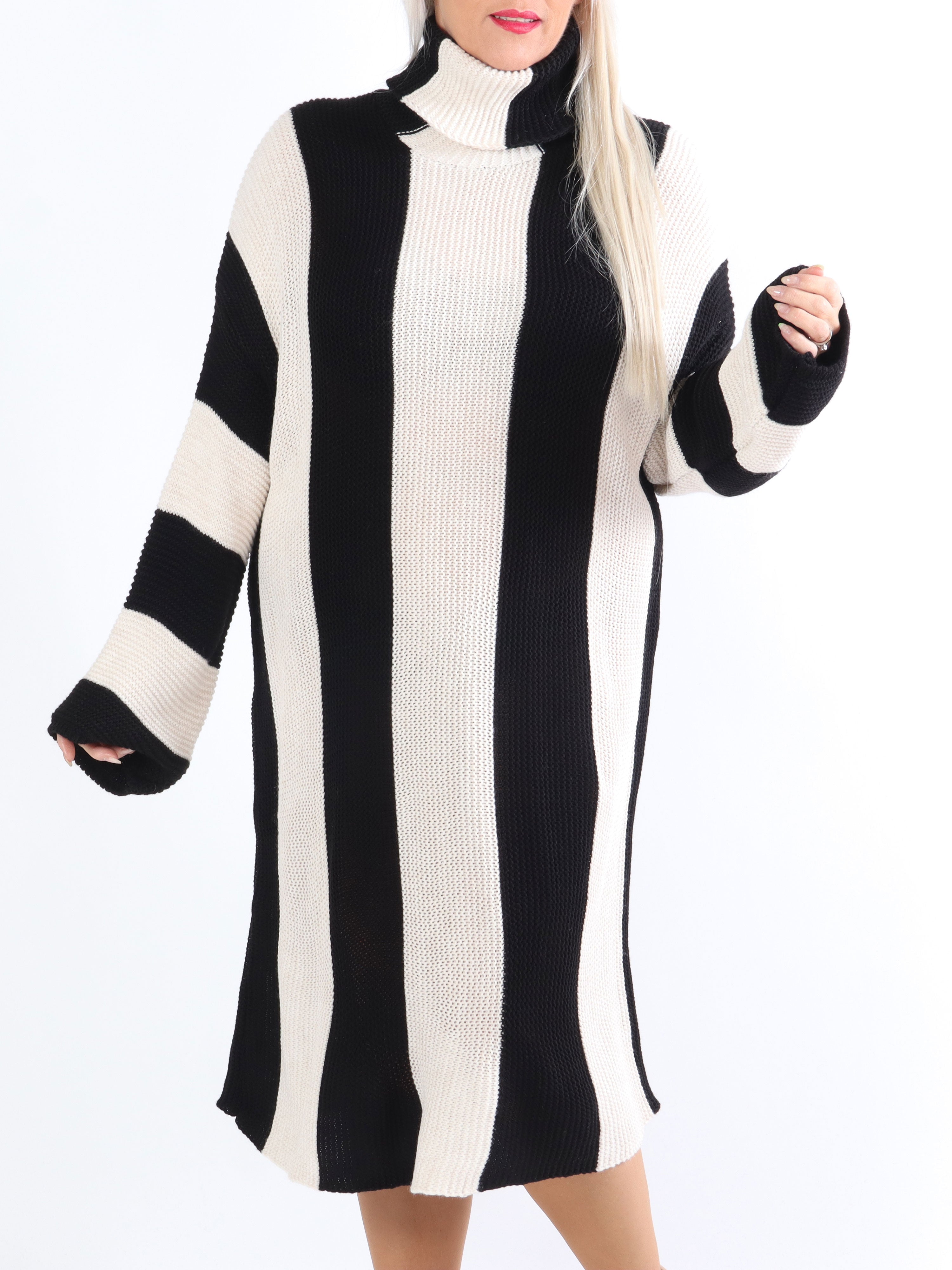Alitta - Plus size strikkjole med rullekrave